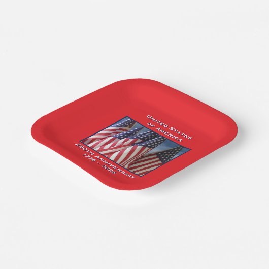 250. Jubiläum USA Patriotic Flags Square Pappteller (Gewinkelt)