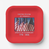 250. Jubiläum USA Patriotic Flags Square Pappteller (Vorderseite)
