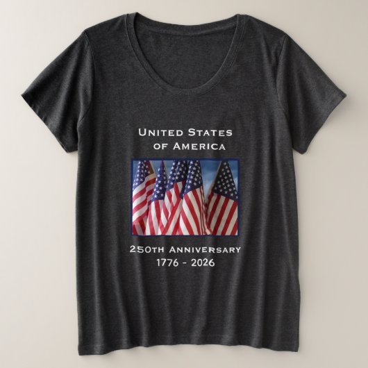 250. Jubiläum USA Patriotic Große Größe T-Shirt (Design vorne)