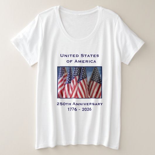 250. Jubiläum USA Patriotic Große Größe T-Shirt (Design vorne)
