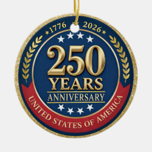 250. Jubiläum USA Patriotisch   1776–2026 Keramik Ornament