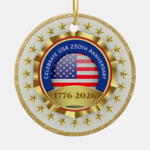 250. Jubiläum USA Patriotisch   1776–2026 Keramik Ornament