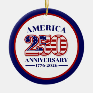 250. Jubiläum USA Patriotisch   1776–2026 Keramik Ornament