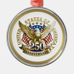 250. Jubiläum USA Patriotisch 1776–2026 Ornament Aus Metall