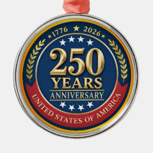 250. Jubiläum USA Patriotisch 1776–2026 Ornament Aus Metall