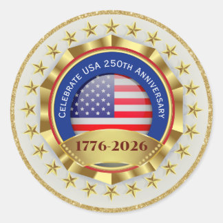 250. Jubiläum USA Patriotisch | 1776–2026 Runder Aufkleber