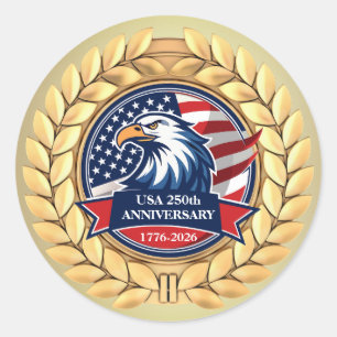 250. Jubiläum USA Patriotisch 1776–2026 Runder Aufkleber