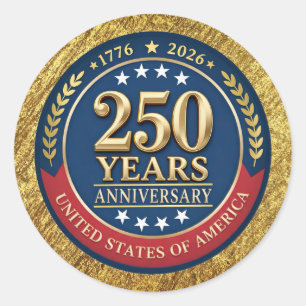 250. Jubiläum USA Patriotisch 1776–2026 Runder Aufkleber