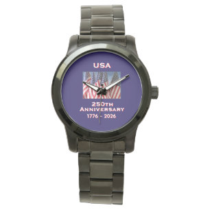 250. Jubiläum USA Patriotische amerikanische Flagg Armbanduhr