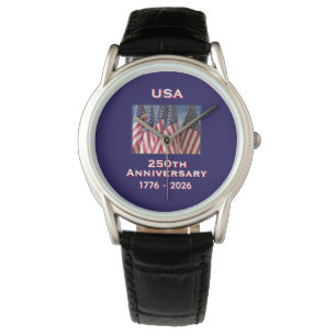 250. Jubiläum USA Patriotische amerikanische Flagg Armbanduhr
