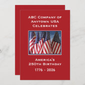 250. Jubiläum USA Patriotische amerikanische Flagg Einladung (Vorne/Hinten)