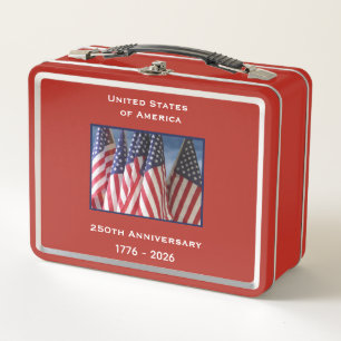 250. Jubiläum USA Patriotische amerikanische Flagg Metall Brotdose