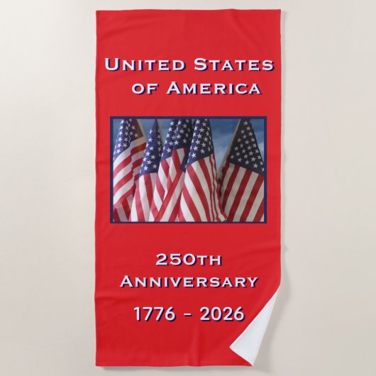 250. Jubiläum USA Patriotische amerikanische Flagg Strandtuch (Vorderseite)