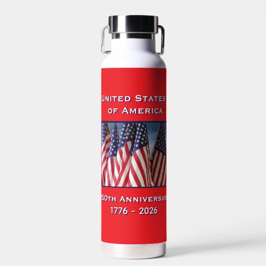 250. Jubiläum USA Patriotische amerikanische Flagg Trinkflasche (Vorne)