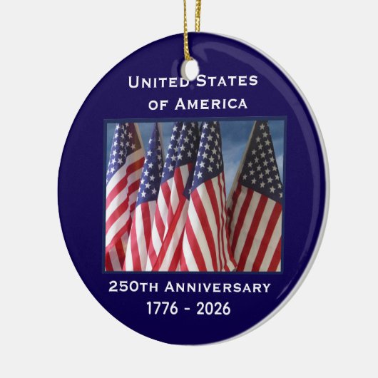 250. Jubiläum USA Patriotische Flaggen Keramik Ornament (Links)