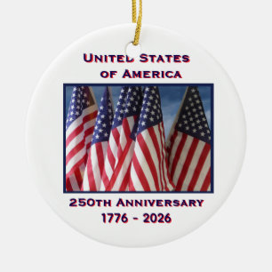 250. Jubiläum USA Patriotische Flaggen  Keramik Ornament