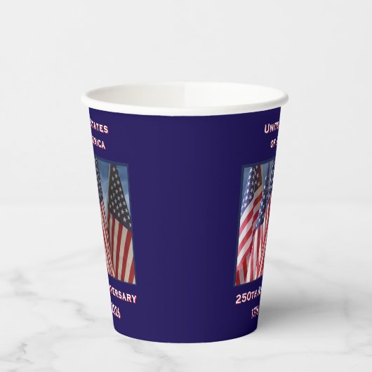 250. Jubiläum USA Patriotische Flaggen Pappbecher (Links)