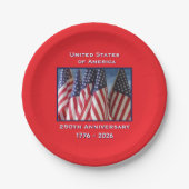 250. Jubiläum USA Patriotische Flaggen Pappteller (Vorderseite)