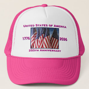 250. Jubiläum USA Patriotische Flaggen Pink Truckerkappe