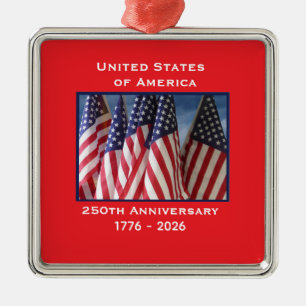 250. Jubiläum USA Patriotische Flaggen Premium Ornament Aus Metall