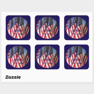 250. Jubiläum USA Patriotische Flaggen Premium Quadratischer Aufkleber