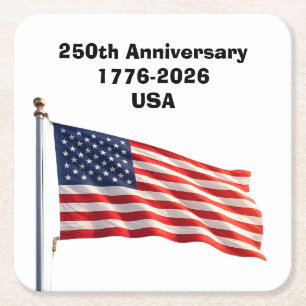 250. Jubiläum USA Patriotisches Andenken Rechteckiger Pappuntersetzer