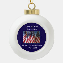 250. Jubiläum USA Patriotisches Gott segne Amerika Keramik Kugel-Ornament
