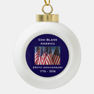 250. Jubiläum USA Patriotisches Gott segne Amerika Keramik Kugel-Ornament