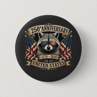 250. Jubiläum USA Waschbär Vintage 4. Juli Button