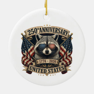 250. Jubiläum USA Waschbär Vintage 4. Juli Keramik Ornament
