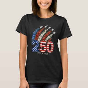 250. Jubiläums-Blumen-Jet-Jäger Patriotisch T-Shirt