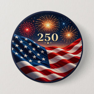 250. Jubiläums-Patriotisches Feuerwerk-Flaggen-Par Button