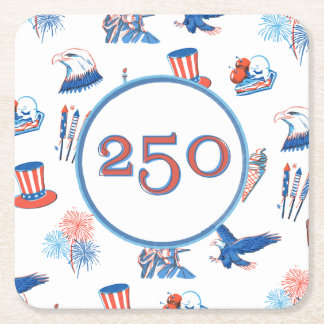 250. patriotische Wasserfarben-Party zum 4. Juli Rechteckiger Pappuntersetzer