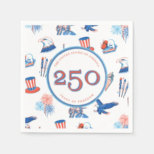 250. patriotische Wasserfarben-Party zum 4. Juli Serviette