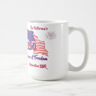 250. patriotisches BBQ-Skript zum 4. Juli Kaffeetasse