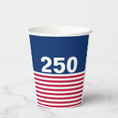 250 Red White and Blue USA Anniversary Pappbecher (Rückseite)