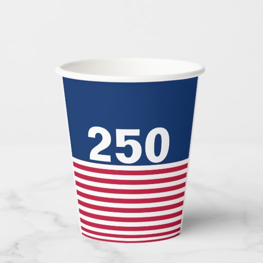 250 Red White and Blue USA Anniversary Pappbecher (Vorderseite)