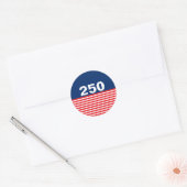 250 Red White and Blue USA Anniversary Runder Aufkleber (Umschlag)