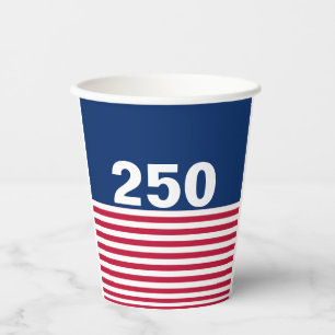 250 Rot Weiß Blau USA-Jubiläum Pappbecher