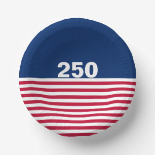 250 Rot Weiß Blau USA-Jubiläum Pappteller