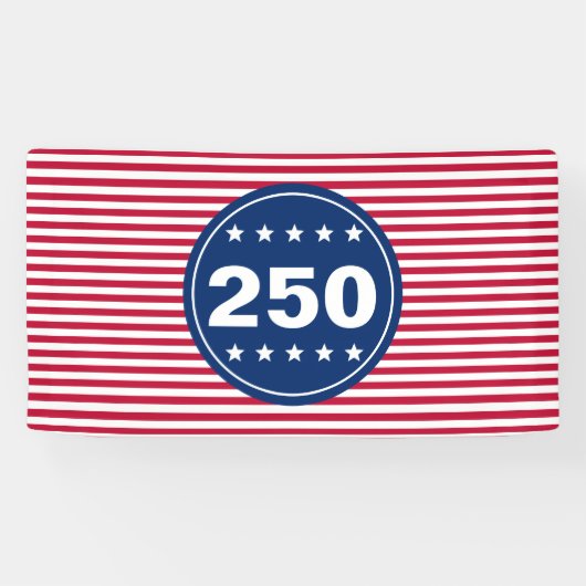 250 Stars and Stripes Red White and Blue Patriotic Banner (Horizontal)