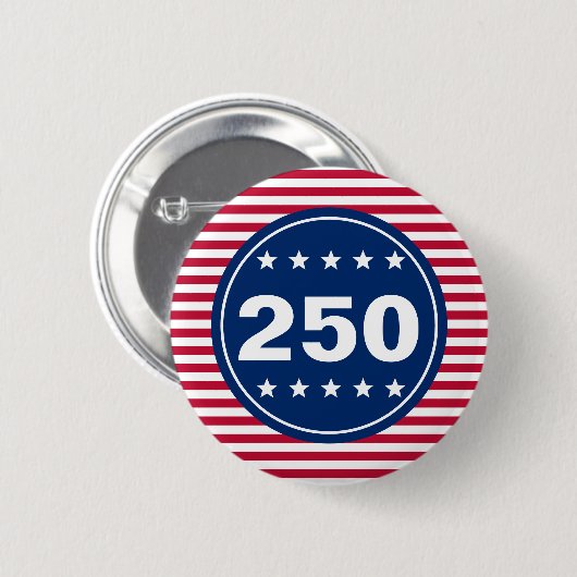 250 Stars and Stripes Red White and Blue Patriotic Button (Vorne & Hinten)