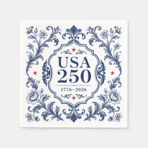 250 USA Floral Papierplatte Serviette