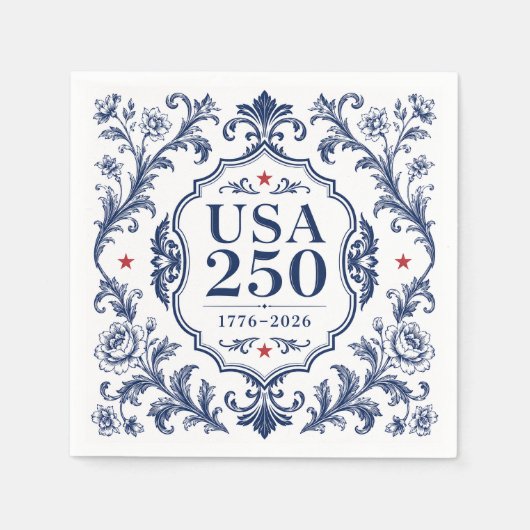 250 USA Floral Papierplatte Serviette (Vorderseite)