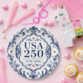 250 USA Florale Papierplatte Pappteller (Party)