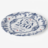 250 USA Florale Papierplatte Pappteller (Schrägansicht)