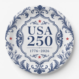 250 USA Florale Papierplatte Pappteller