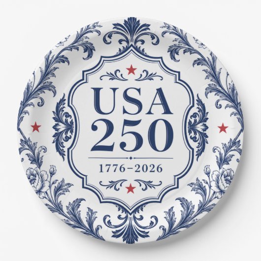 250 USA Florale Papierplatte Pappteller (Vorderseite)