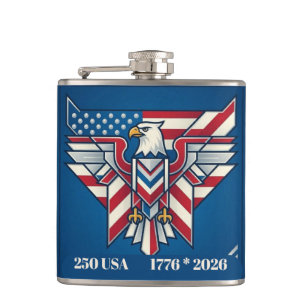 250 USA Freiheitsjubiläum 1776 bis 2026 Adler Kuns Flachmann