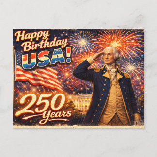 250 USA Jahre 4. Juli George Washington Postkarte